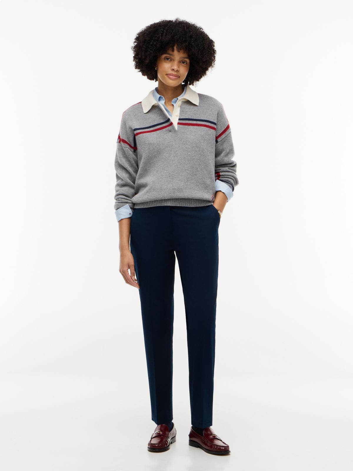 Stretch Gabardine Slim Straight Pant — Dark Blue
