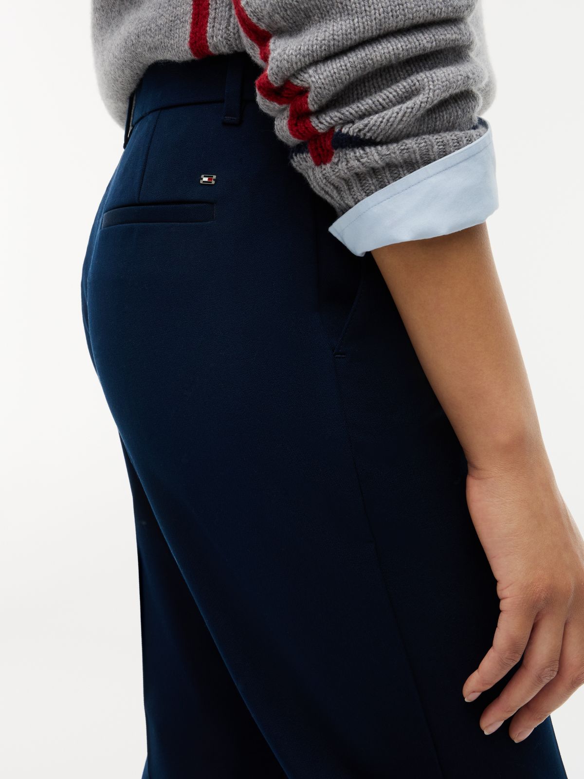 Stretch Gabardine Slim Straight Pant — Dark Blue