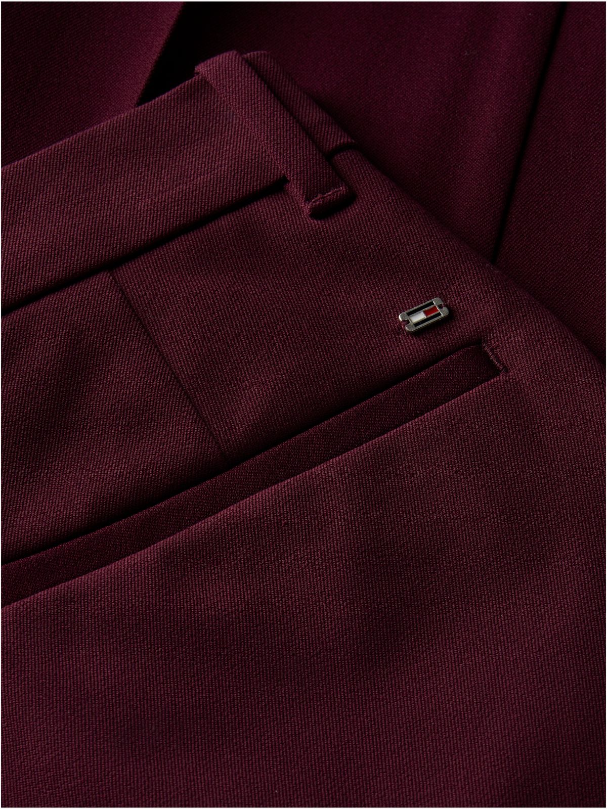 Stretch Gabardine Slim Straight Pant — Deep Burgundy