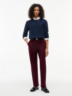 Stretch Gabardine Slim Straight Pant — Deep Burgundy 2