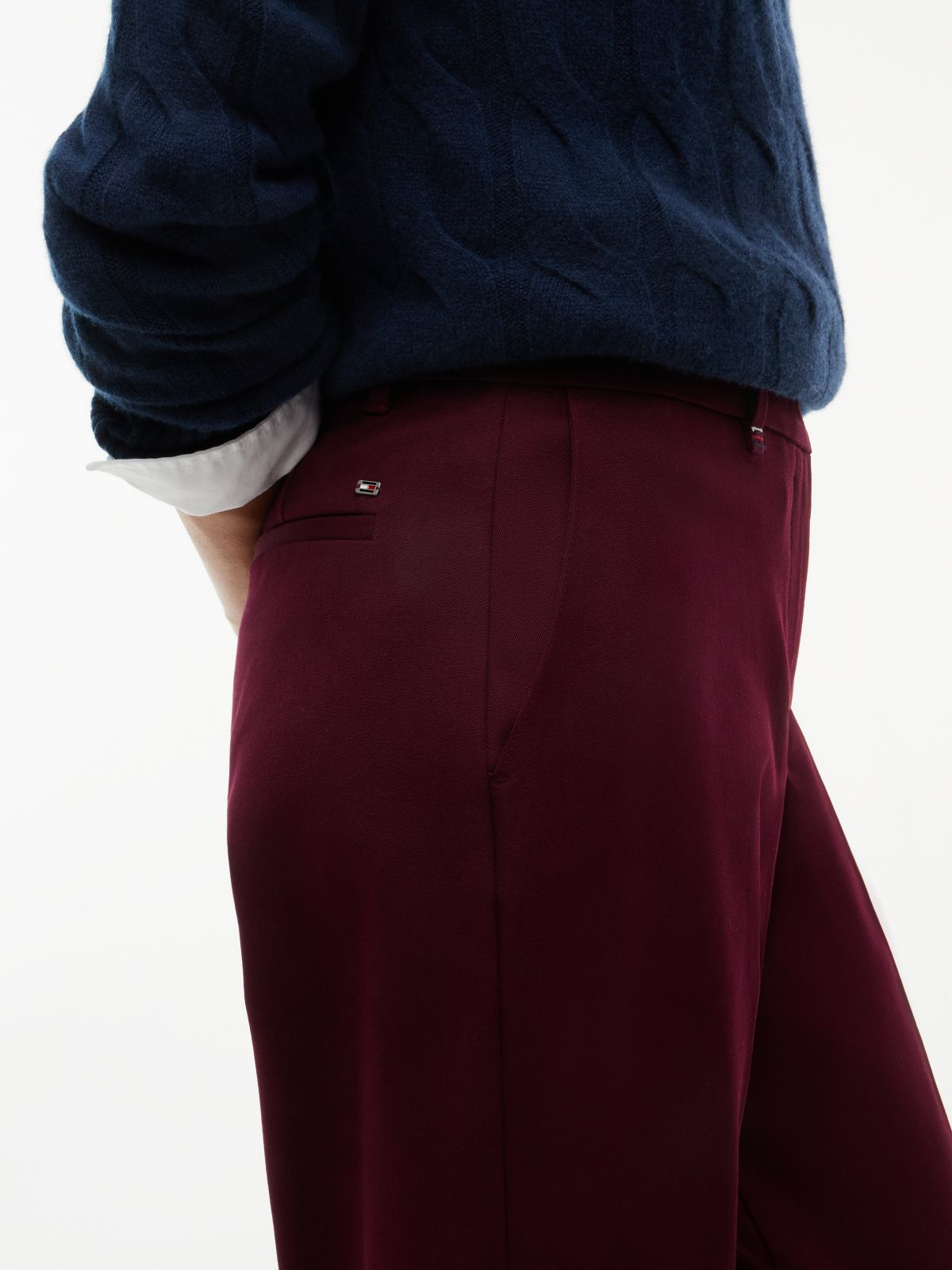 Stretch Gabardine Slim Straight Pant — Deep Burgundy