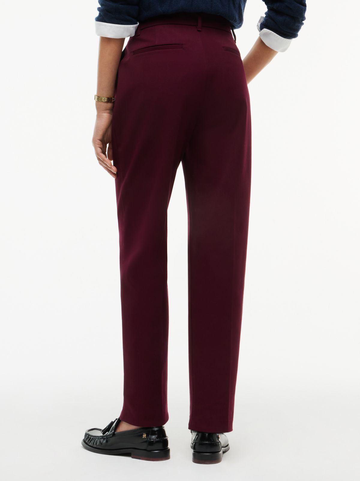 Stretch Gabardine Slim Straight Pant — Deep Burgundy