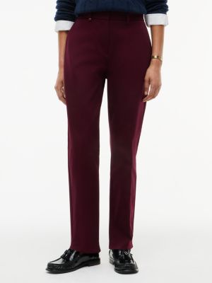 Stretch Gabardine Slim Straight Pant, Deep Burgundy