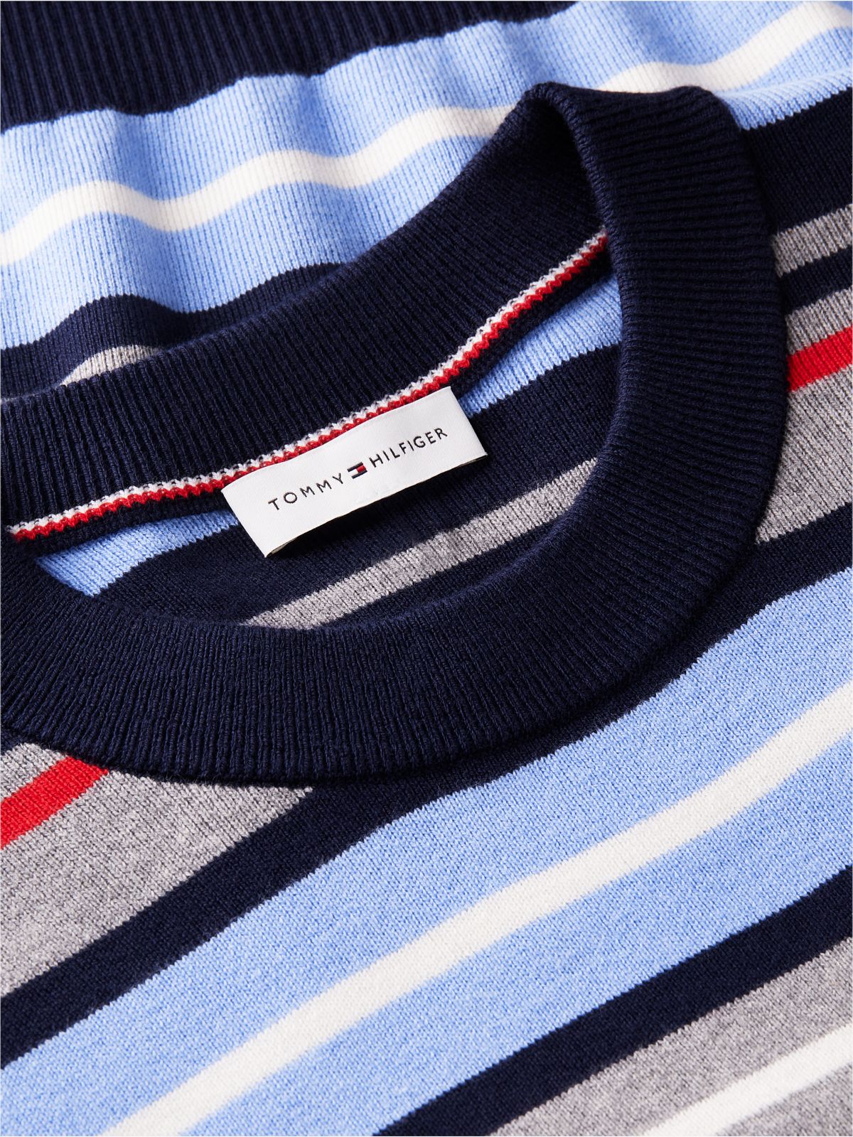 Lightweight Crewneck Sweater — Blue Stripe Multi