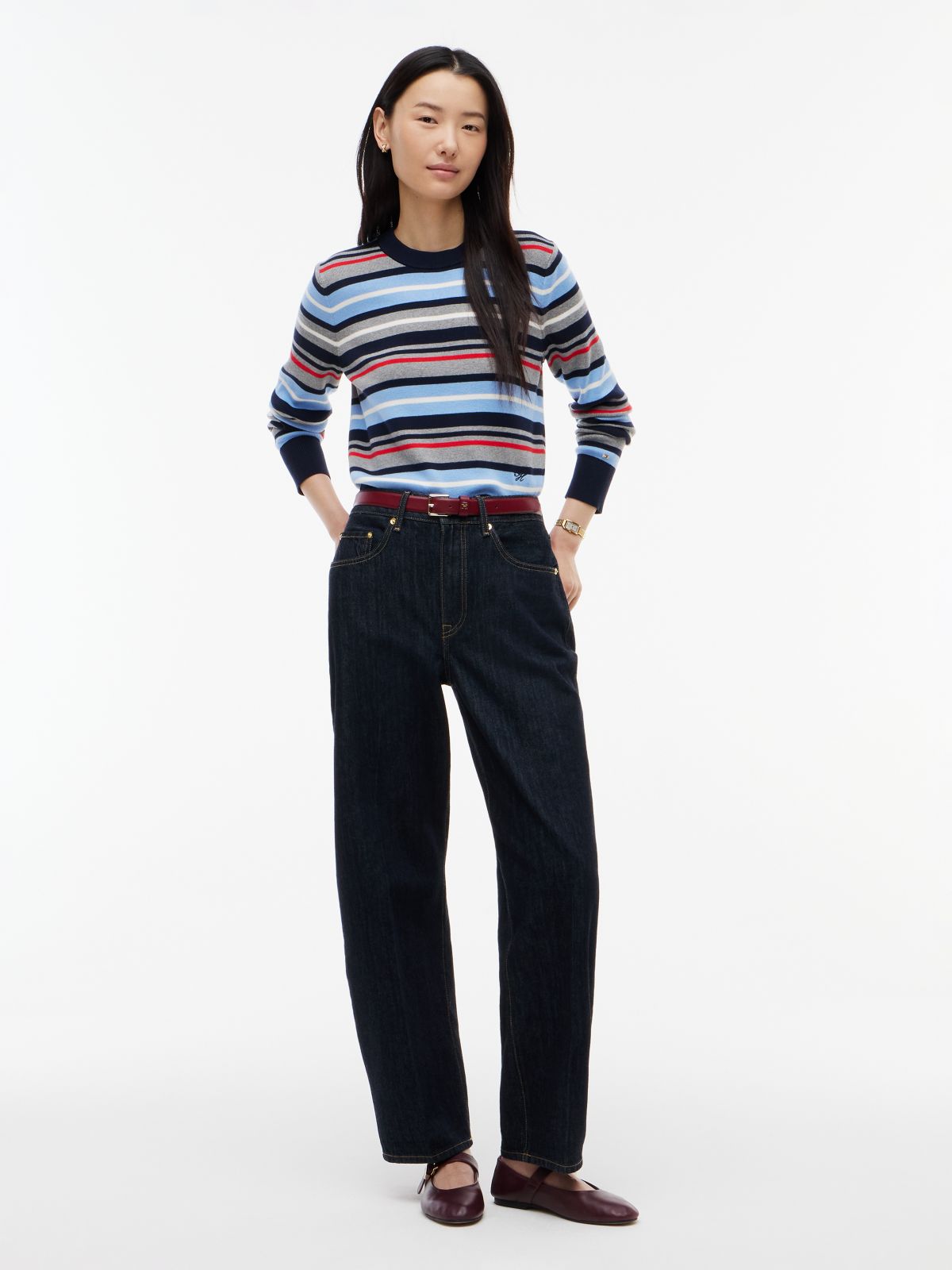 Lightweight Crewneck Sweater — Blue Stripe Multi