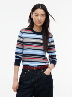 Lightweight Crewneck Sweater — Blue Stripe Multi 1