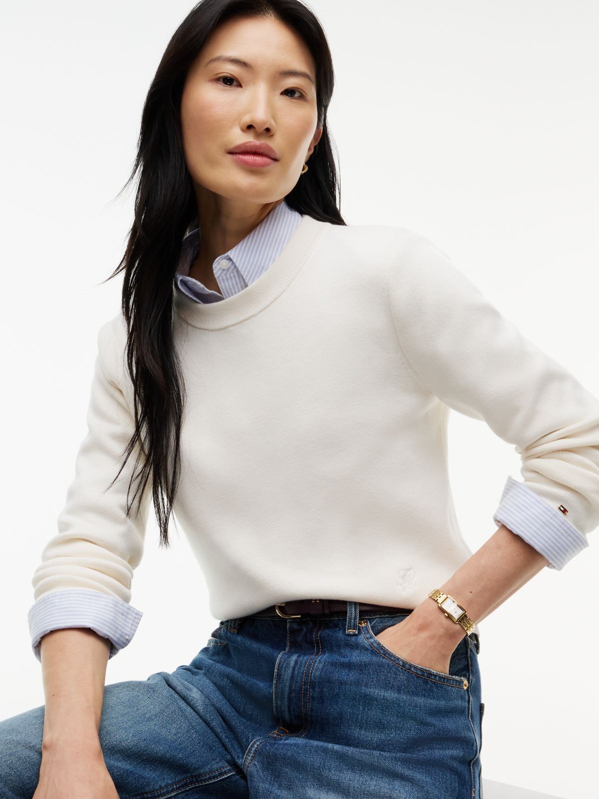 Lightweight Crewneck Sweater — Ivory Petal