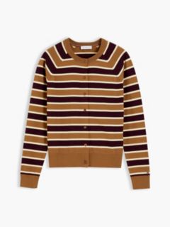 Slim Fit Striped Crewneck Cardigan — Studio Stripe Burgundy 5