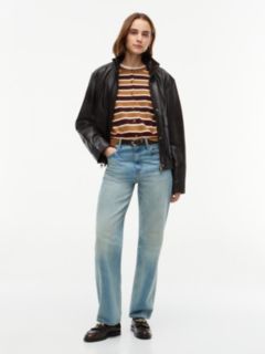Slim Fit Striped Crewneck Cardigan — Studio Stripe Burgundy 2