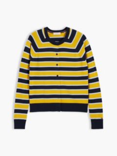 Slim Fit Striped Crewneck Cardigan — Studio Stripe Blue 5