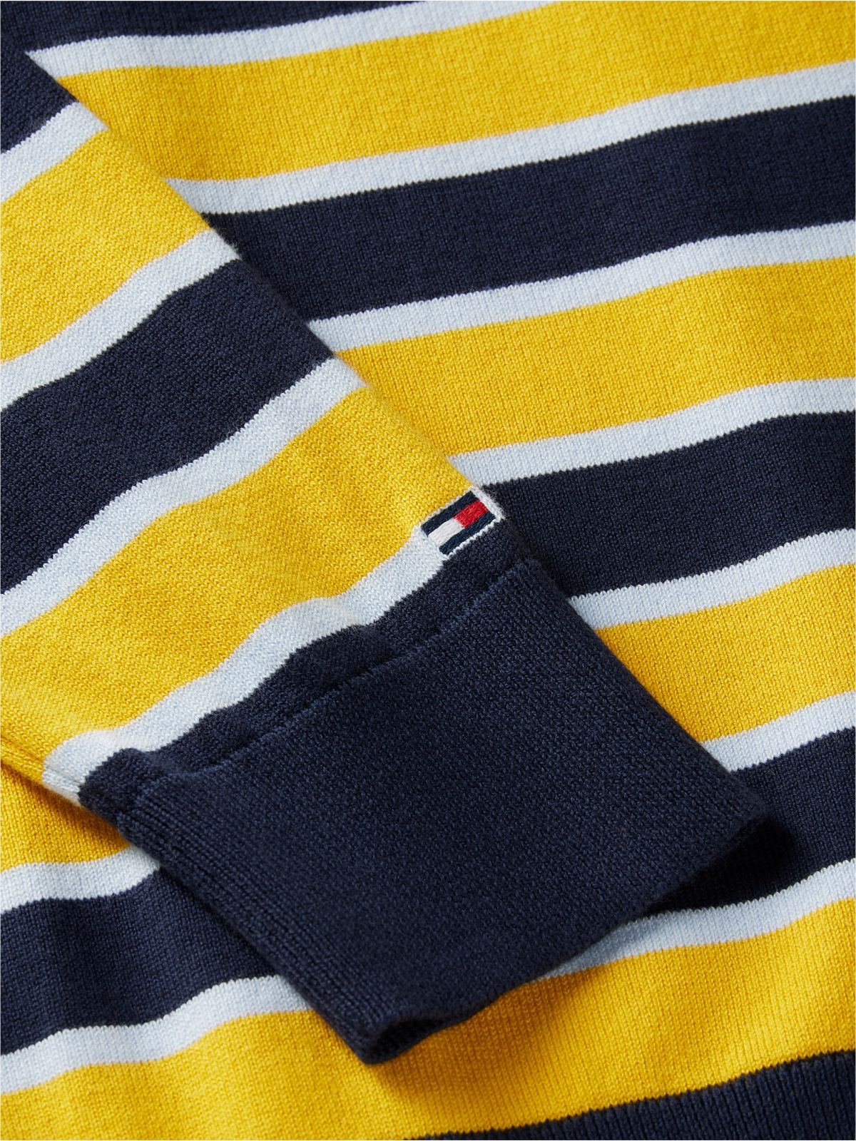 Slim Fit Striped Crewneck Cardigan — Studio Stripe Blue