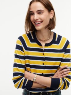 Slim Fit Striped Crewneck Cardigan — Studio Stripe Blue 3