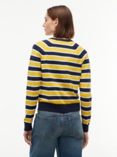 Slim Fit Striped Crewneck Cardigan — Studio Stripe Blue 4