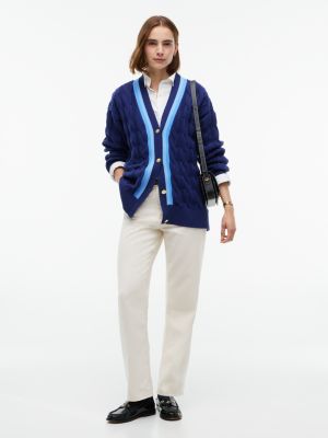 Женский кардиган Tommy Hilfiger Relaxed Fit Cable Knit Cricket, цвет: Синий чернильный — фото 2