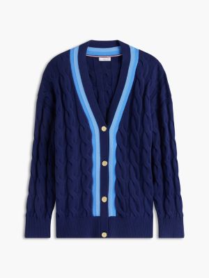 Женский кардиган Tommy Hilfiger Relaxed Fit Cable Knit Cricket, цвет: Синий чернильный — фото 5