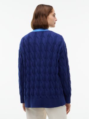 Женский кардиган Tommy Hilfiger Relaxed Fit Cable Knit Cricket, цвет: Синий чернильный — фото 4