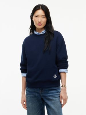 Script Monogram Crewneck Sweatshirt, Dark Blue