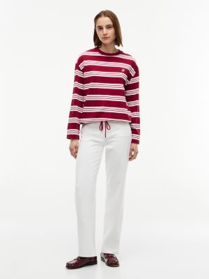 Женские футболки Tommy Hilfiger Relaxed Fit Striped Drawcord T-Shirt — фото 2