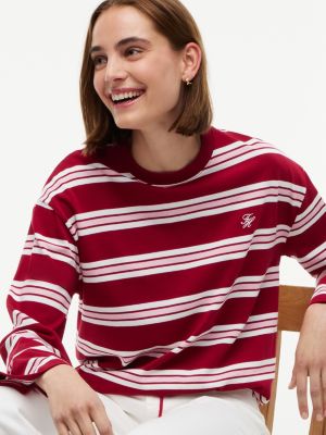 Женские футболки Tommy Hilfiger Relaxed Fit Striped Drawcord T-Shirt — фото 3