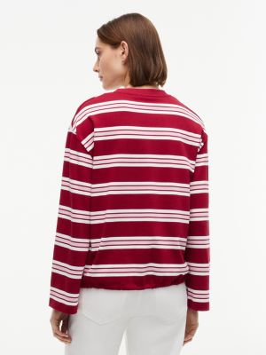 Женские футболки Tommy Hilfiger Relaxed Fit Striped Drawcord T-Shirt — фото 4