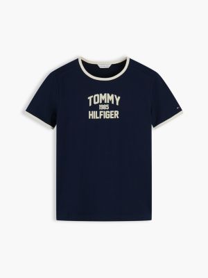 Женская футболка Tommy Hilfiger Slim Fit Varsity Logo Ringer, цвет: Тёмный синий — фото 5