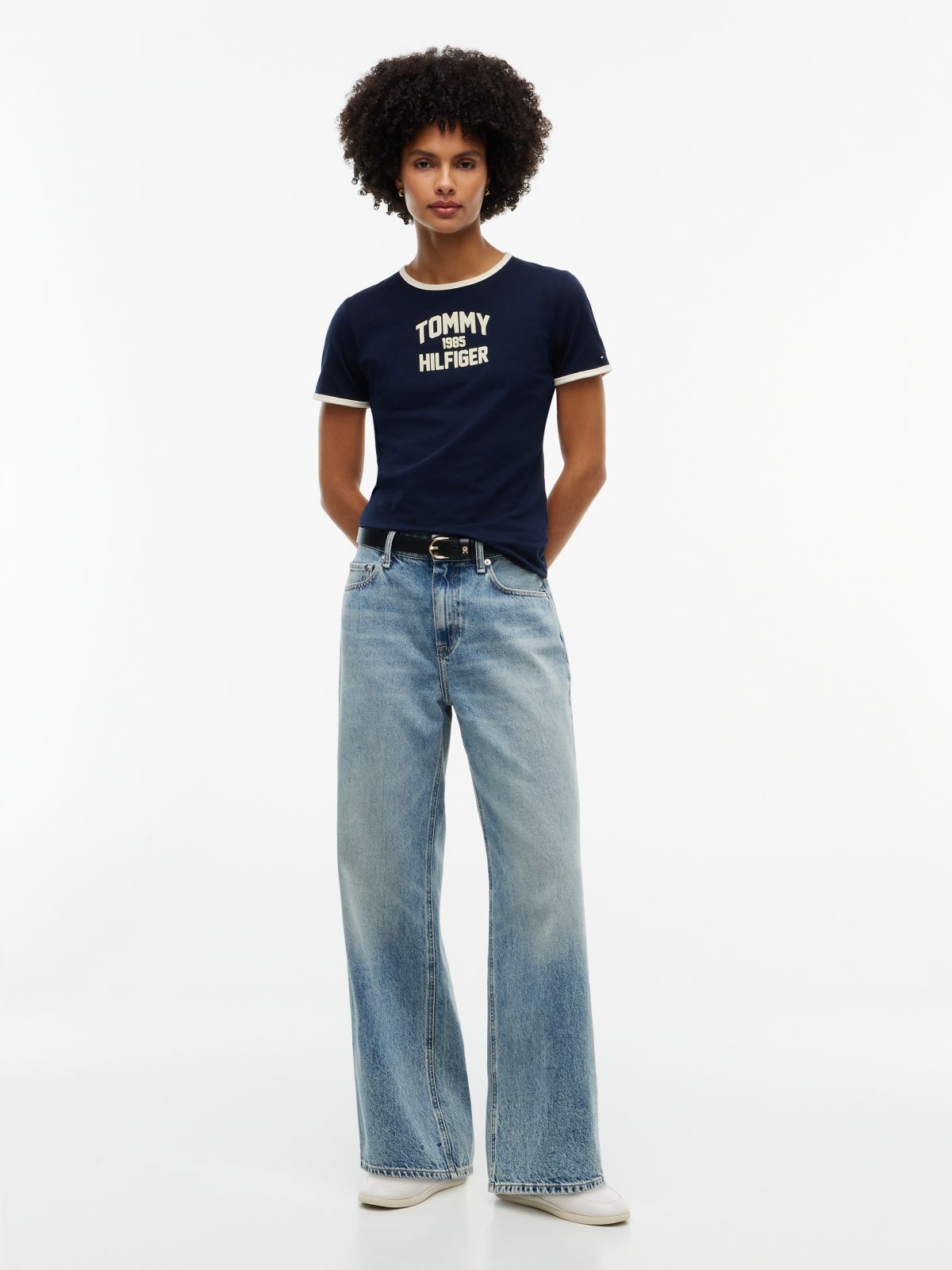Slim Fit Varsity Logo Ringer T-Shirt — Dark Blue