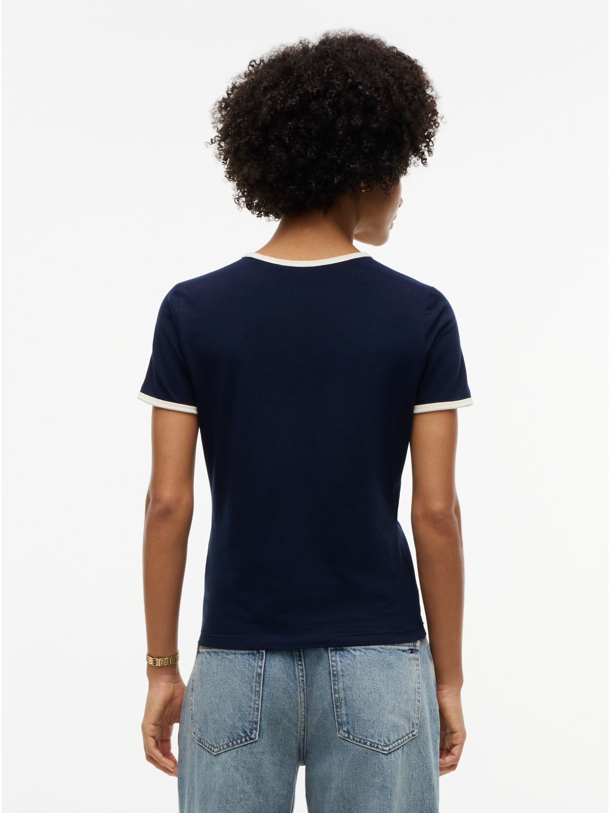 Slim Fit Varsity Logo Ringer T-Shirt — Dark Blue