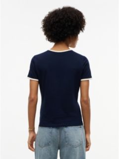 Slim Fit Varsity Logo Ringer T-Shirt — Dark Blue 4