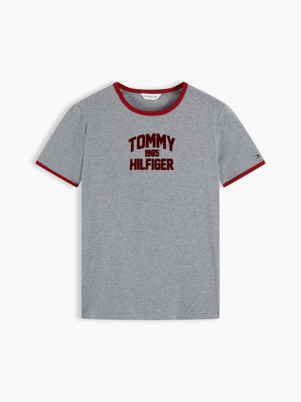 Slim Fit Varsity Logo Ringer T-Shirt — Medium Grey Heather
