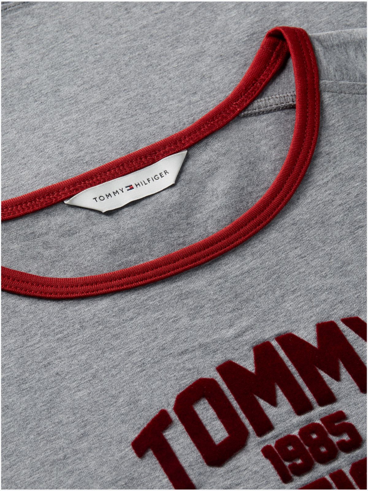 Slim Fit Varsity Logo Ringer T-Shirt — Medium Grey Heather