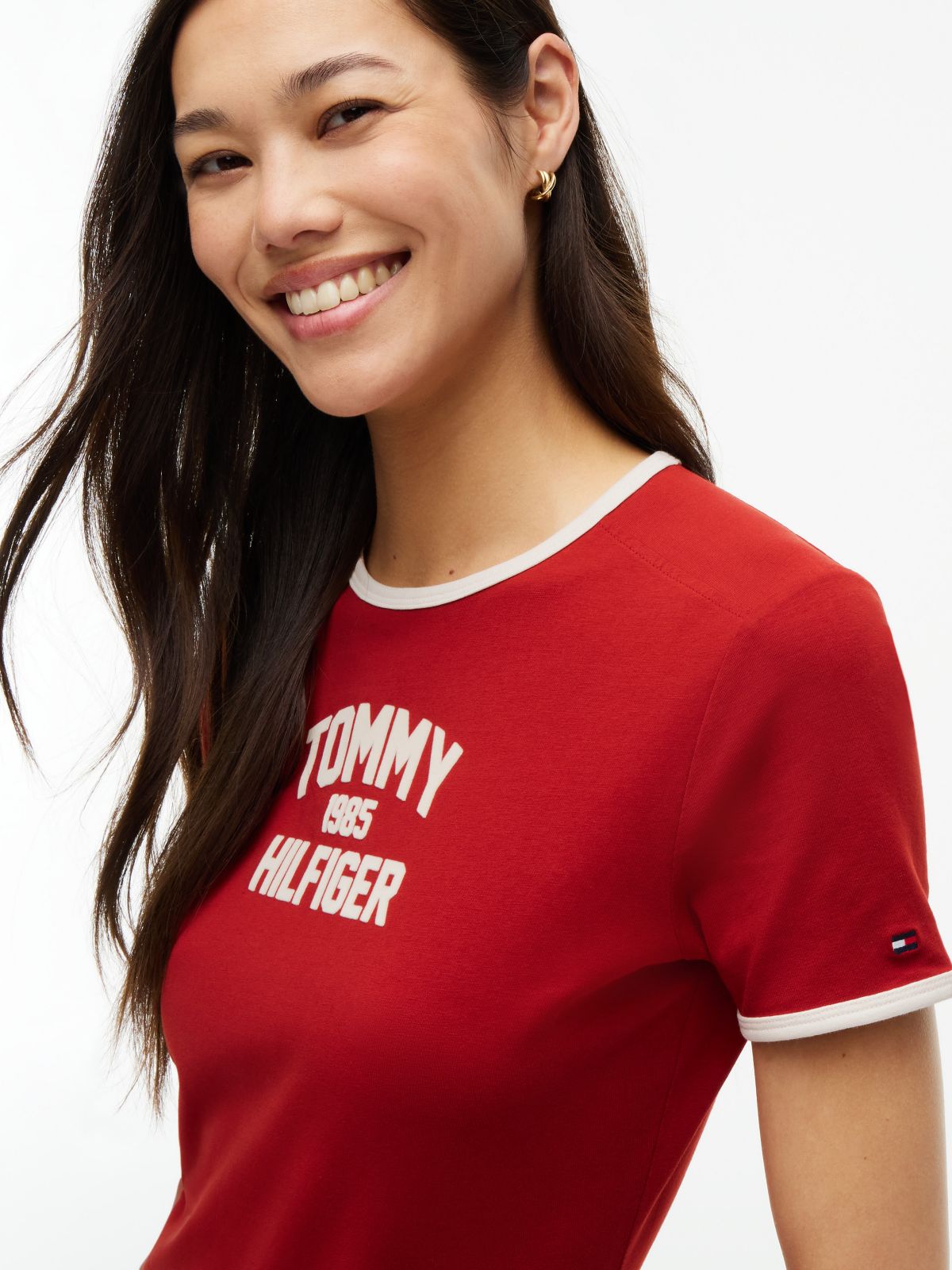 Slim Fit Varsity Logo Ringer T-Shirt — Dark Magma