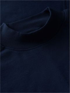 Gold-Button Slim Fit Mockneck T-Shirt — Dark Blue 6