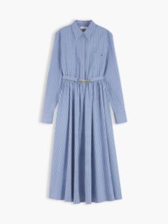 Belted Striped Poplin Midi Shirtdress — New York Blue Stripe 5