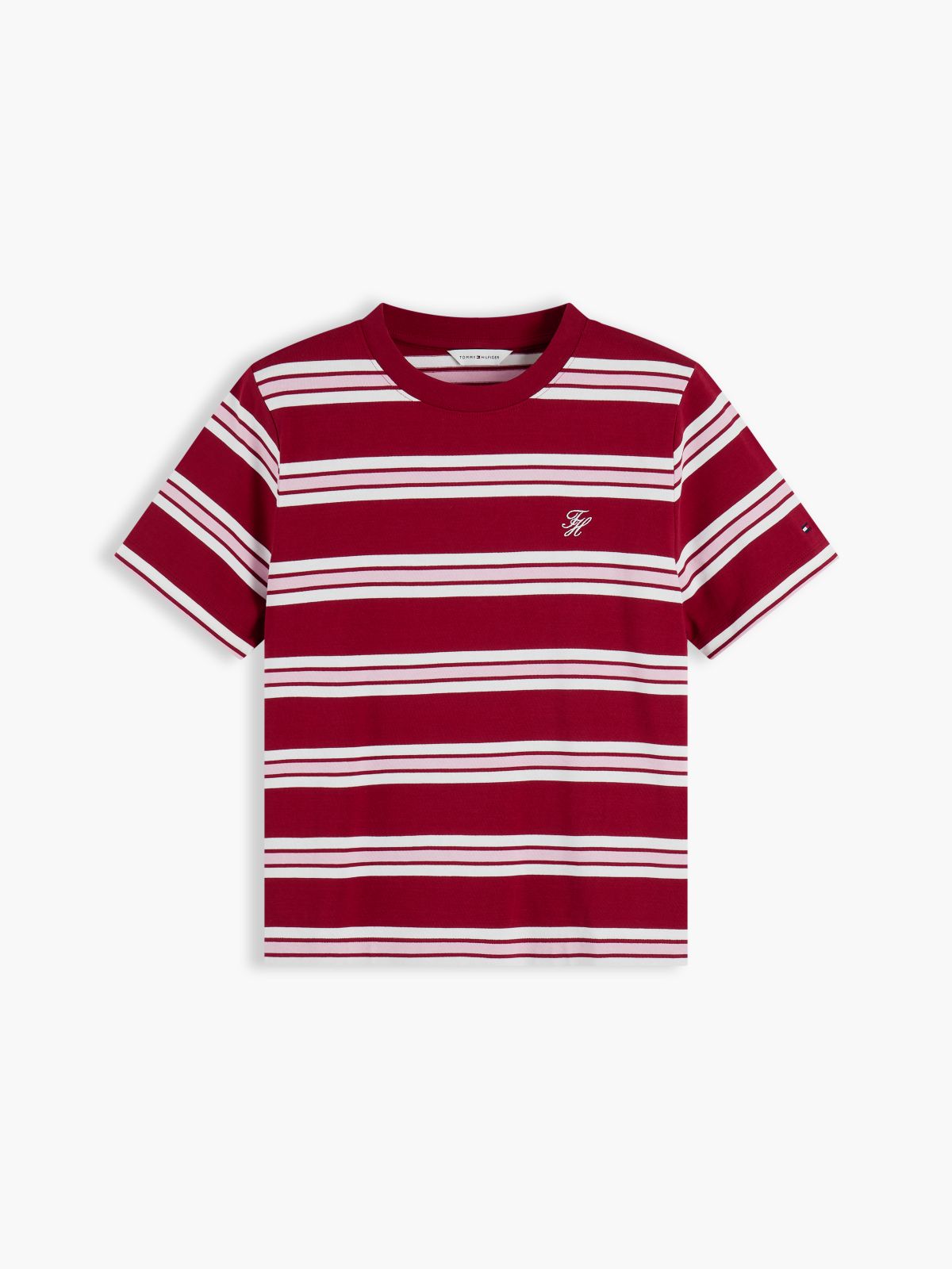 Boxy Fit Striped Heavyweight T-Shirt — Stripe Raspberry