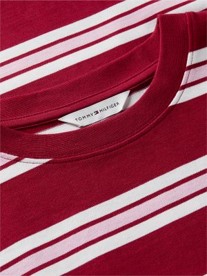 Женская футболка Tommy Hilfiger Boxy Fit Striped Heavyweight, цвет: Полосатый малиновый — фото 6