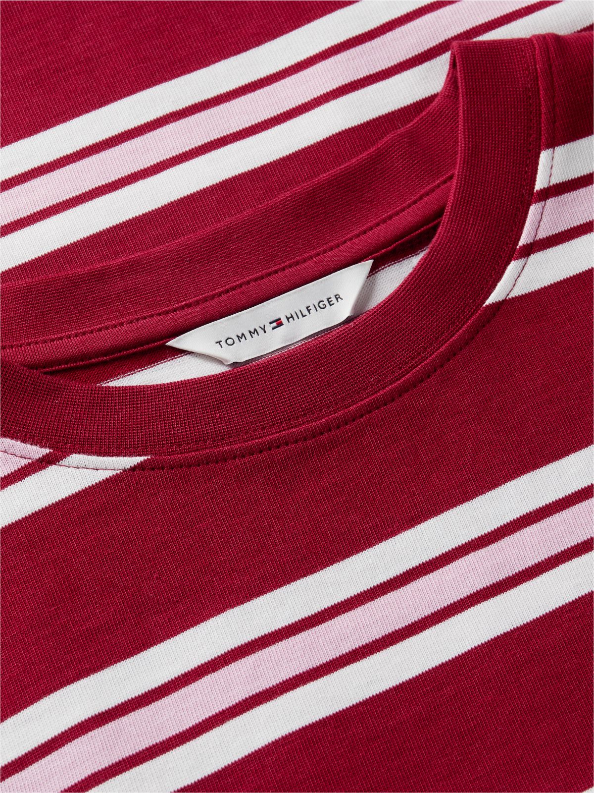 Boxy Fit Striped Heavyweight T-Shirt — Stripe Raspberry