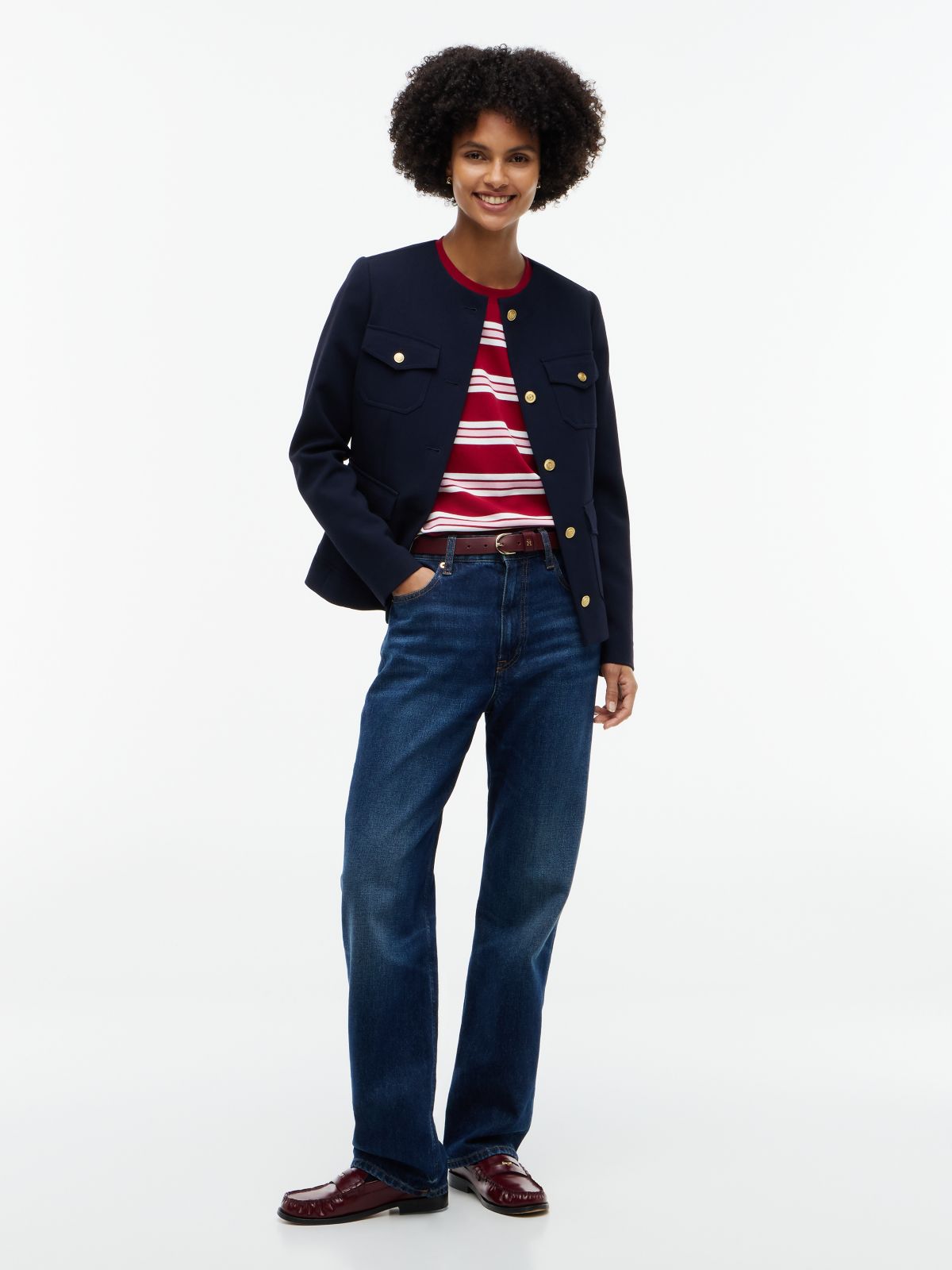 Boxy Fit Striped Heavyweight T-Shirt — Stripe Raspberry