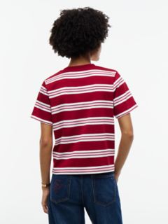 Boxy Fit Striped Heavyweight T-Shirt — Stripe Raspberry 4