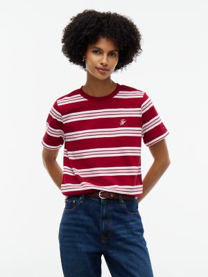 Boxy Fit Striped Heavyweight T-Shirt, Stripe Raspberry