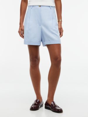 Cuffed Linen-Blend Short, Sky Blue