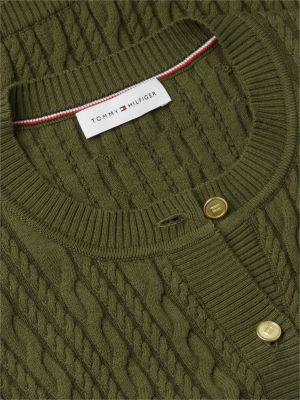 Женское платье Tommy Hilfiger Gold Button Mixed-Media Pleated Midi, цвет: Зелёный — фото 6