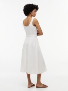 Belted Linen-Blend Midi Dress — Ecru 4