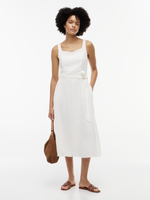 Tommy Hilfiger Belted Linen-Blend Midi Dress