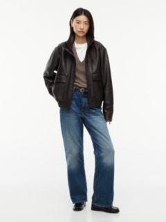 Leather Bomber Jacket — Deep Brown 2