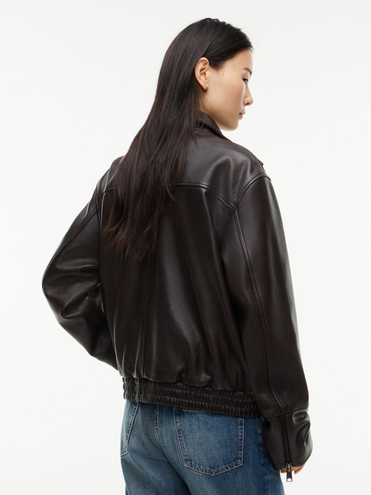 Leather Bomber Jacket — Deep Brown