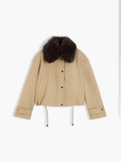 Faux Fur-Trimmed Bomber Jacket — Camel 5