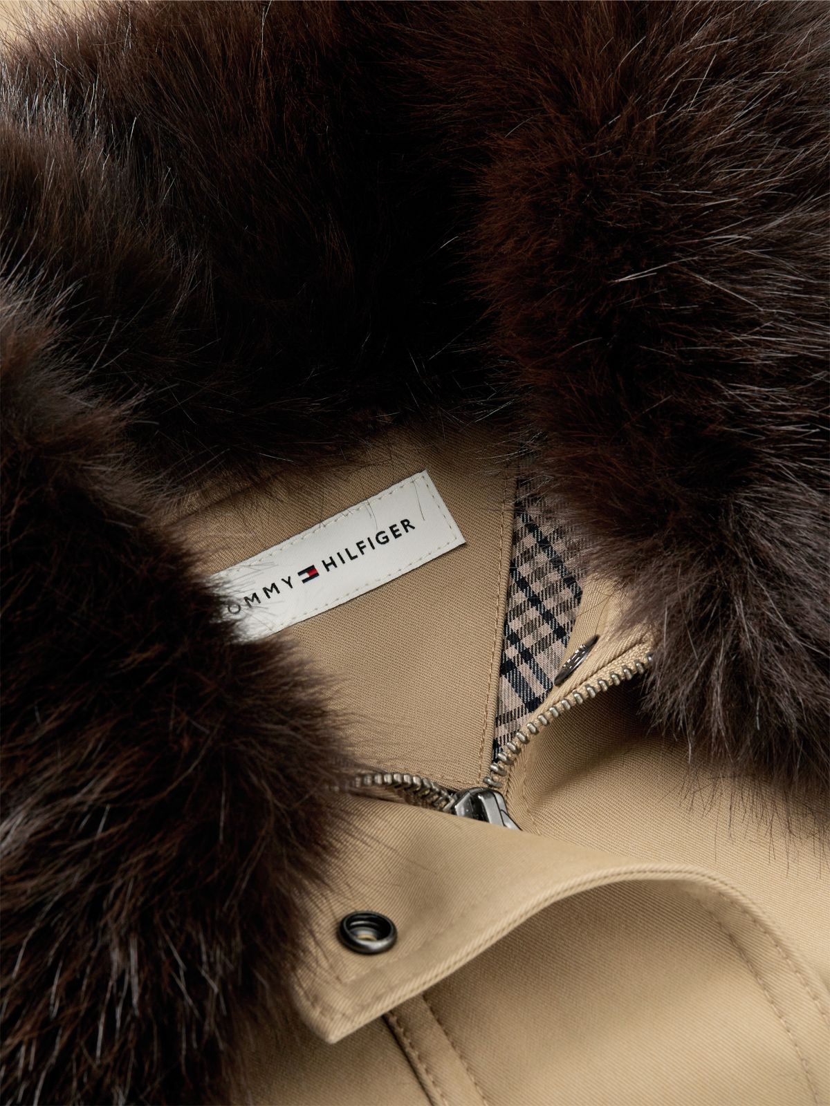 Faux Fur-Trimmed Bomber Jacket — Camel