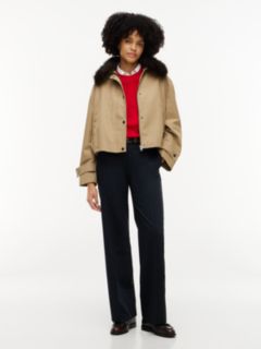 Faux Fur-Trimmed Bomber Jacket — Camel 2