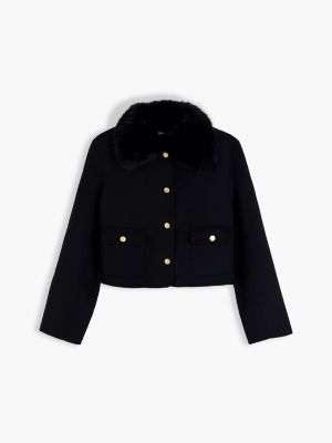Женская куртка Tommy Hilfiger Faux Fur Wool-Blend Lady, цвет: Чёрный — фото 6
