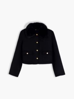 Faux Fur Wool-Blend Lady Jacket — Black 6